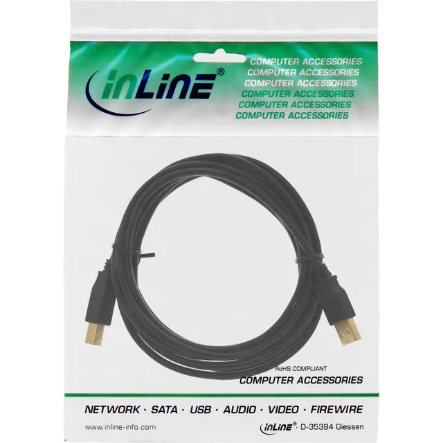 USB2 forb. kabel, A-han/B-han, Premium, 2,0 m