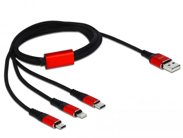 DELOCK USB 3in1 Ladekabel Lightning/Micro-USB/USB C 1m