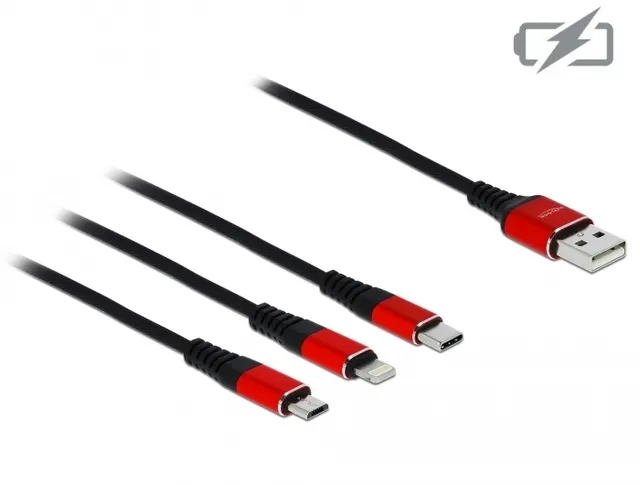 DELOCK USB 3in1 Ladekabel Lightning/Micro-USB/USB C 1m