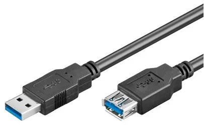 USB3 forl. kabel A-han/A-hun, sort, 1,8 m