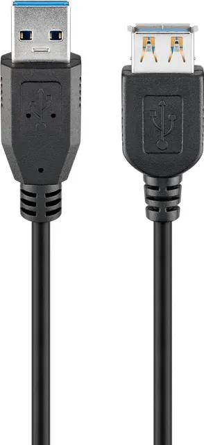 USB3 forl. kabel A-han/A-hun, sort, 3 m