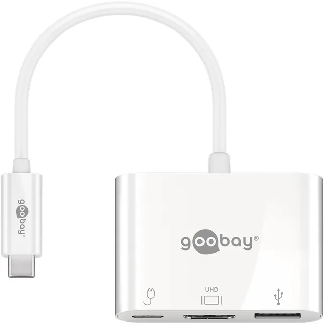 Goobay USB-C Multiport-adaptor HDMI, PD, white - erweitert ein USB-C Gerät for ein HDMI- and ein...