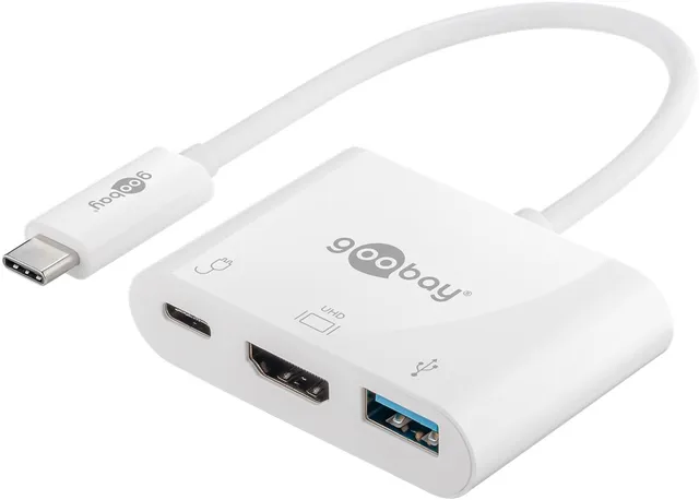 Goobay USB-C Multiport-adaptor HDMI, PD, white - erweitert ein USB-C Gerät for ein HDMI- and ein...