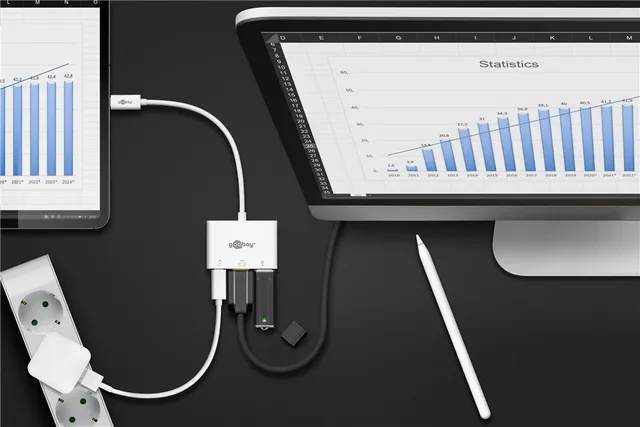Goobay USB-C Multiport-adaptor HDMI, PD, white - erweitert ein USB-C Gerät for ein HDMI- and ein...