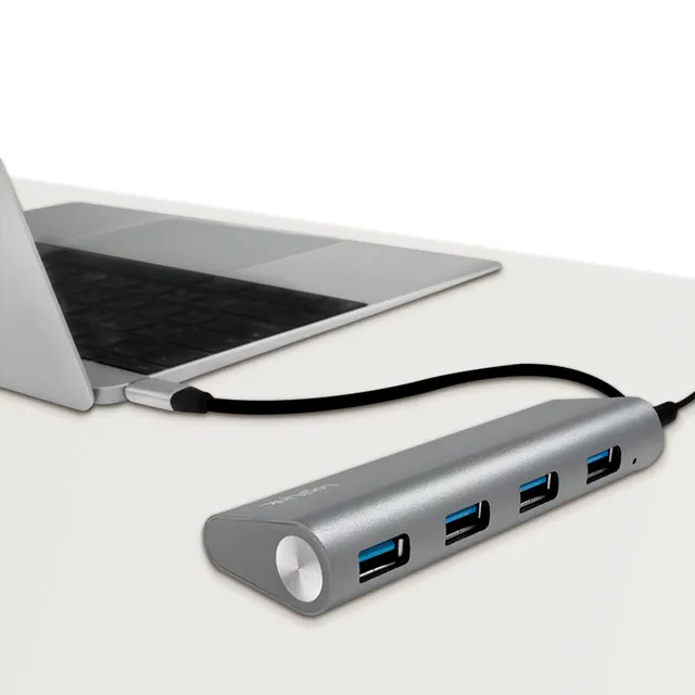 USB-C 4 port HUB Aluminium 5V PSU