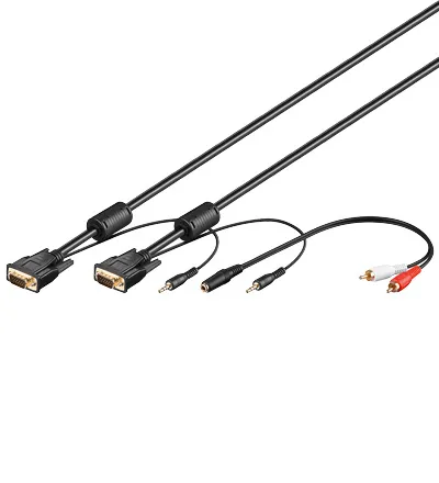 SVGA forb. kabel m. audio, 15 pol SUB-D han/han, 3 m