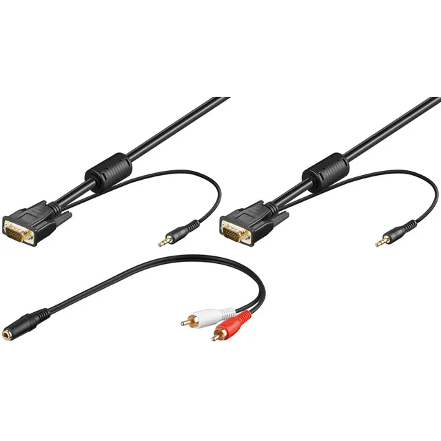SVGA forb. kabel m. audio, 15 pol SUB-D han/han, 15 m