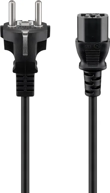 IEC Cord, 2 m, Black<br>safety plug (type F, CEE 7/7) > Appliance socket C13