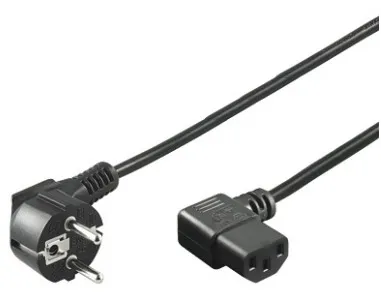 Powerkabel Schuko/vinklet IEC hun, 2 m, sort
