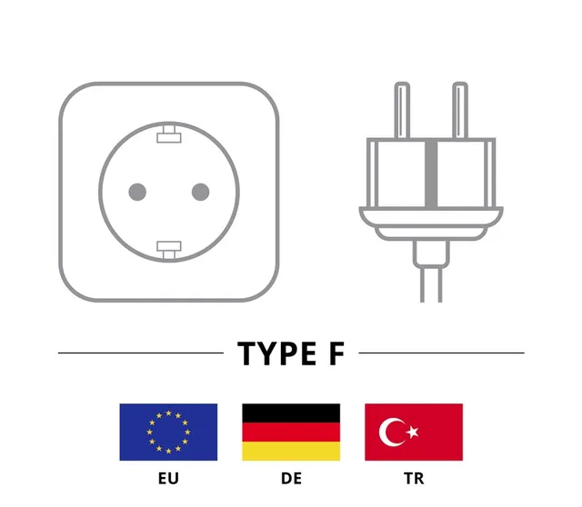Powerkabel Schuko/vinklet IEC hun, 2 m, grå