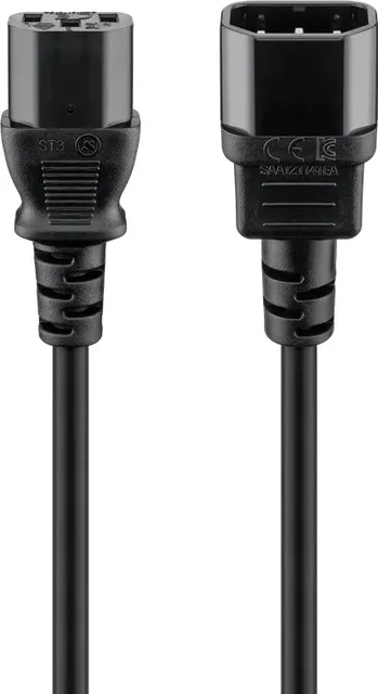 Powerkabel, IEC apparatstik han/hun, 2 m, sort