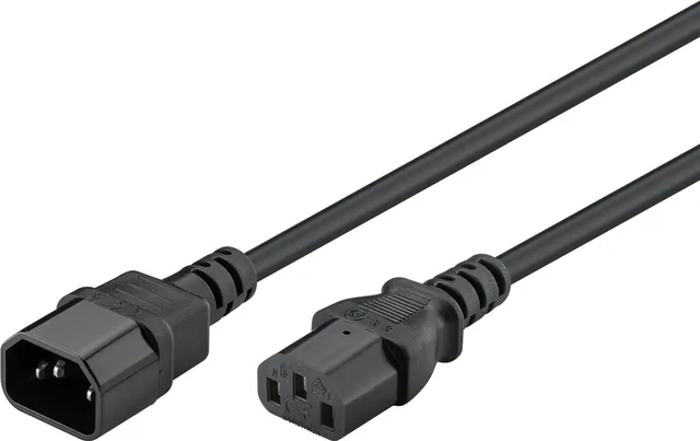Powerkabel, IEC apparatstik han/hun, 2 m, sort