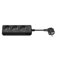 Power 3-stikdåse, Schuko stik, 1,5 m sort