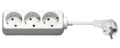 Power 3-stikdåse, Schuko stik, 3 m kabel, hvid		