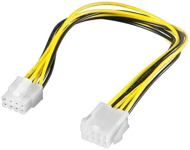 Strøm forlængerkabel, P4  8 pol han/hun, 20 cm