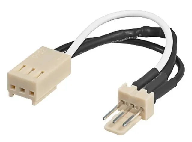 Strøm kabel m. spændingsreduktion, 3 pin hun til 3 pin han