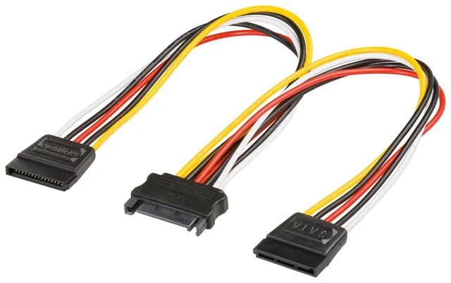 Goobay 95114 PC Y Power Cable/Adapter, SATA 1x Male to 2x Female, 0.2m Length