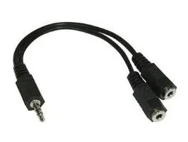Audio adapter, 3,5 mm st. jack han/2x st. jack hun, 0,2 m