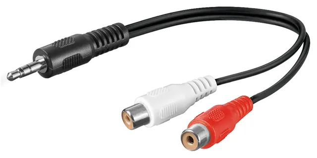Goobay 50600 3.5 mm Audio Cable Adapter, Male to Stereo RCA Female, Black, 0.2 m Cable Length, H...