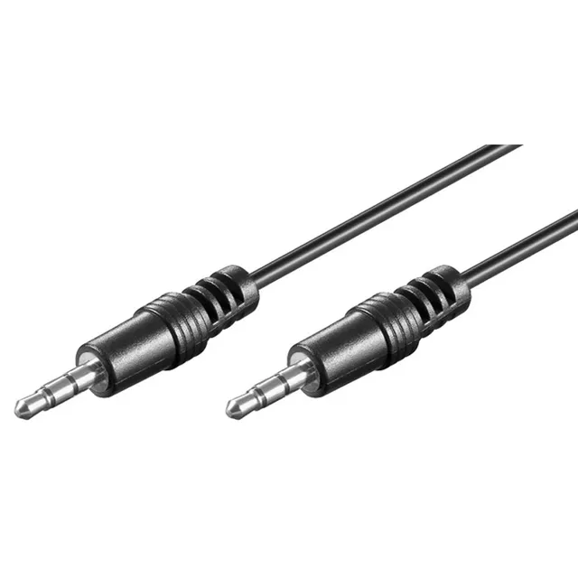 Goobay 51658 AUX Audio Connector Cable, 3.5 mm Stereo, CU, Black, 4 mm Diameter, 1 m Cable Length