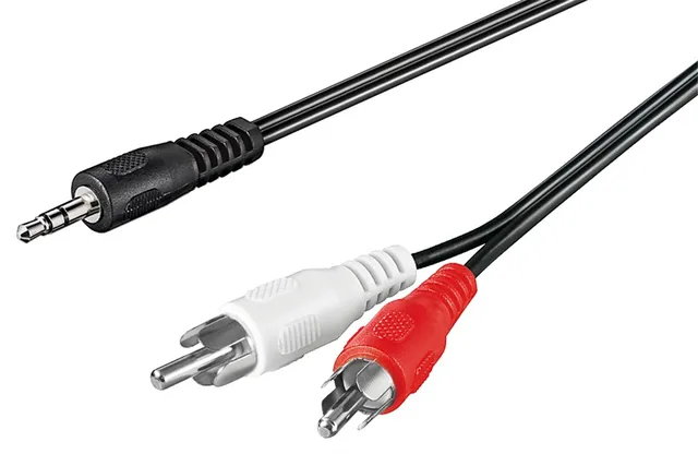 Goobay 50018 Audio Cable AUX Adapter, 3.5 mm Male to Stereo RCA Male, Black, 1.5 m Cable Length