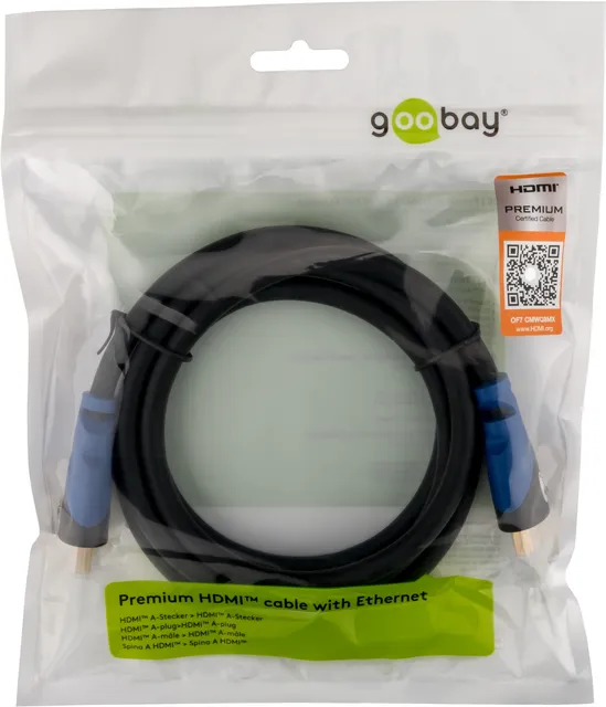 HDMI 2.0 Premium forb. 19 pol han/han, 1m,4K 50/60 Hz (2160p)