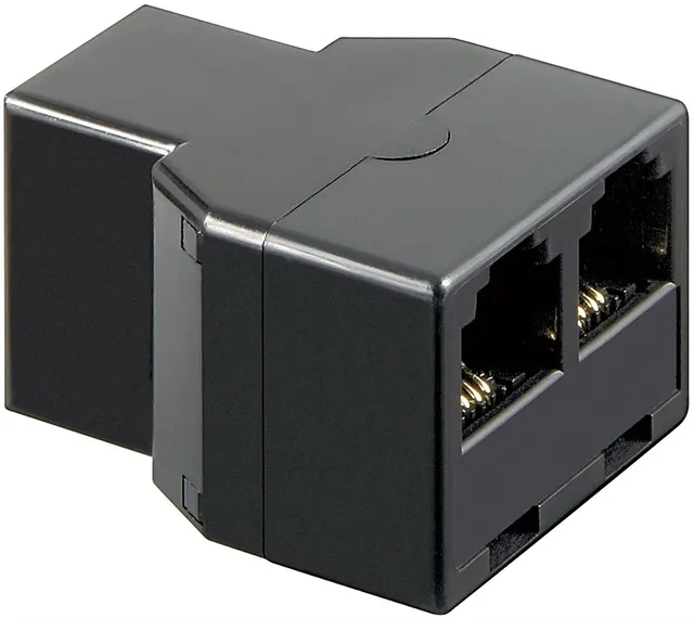 Telefonadapter, 1xRJ11 hun/2xRJ11 hun, sort