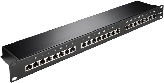 CAT 6 19-tommer (48,3 cm) patchpanel, 24 porte, (1 U)
