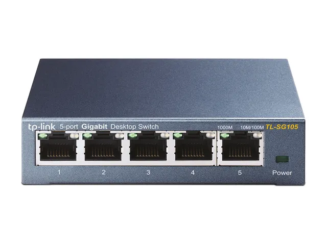TP-Link TL-SG105 5-Port Gigabit Ethernet Switch, Desktop/Wall-Mount, Steel Case