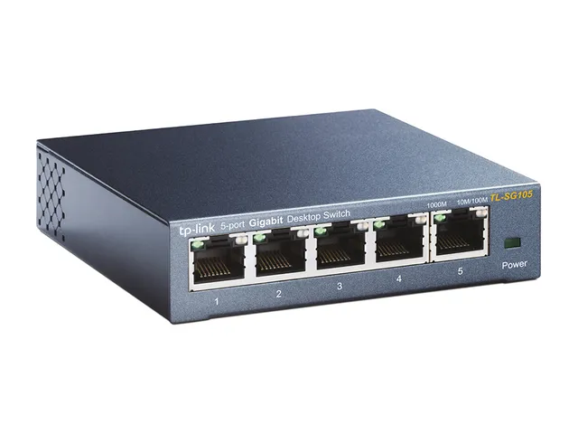 TP-Link TL-SG105 5-Port Gigabit Ethernet Switch, Desktop/Wall-Mount, Steel Case