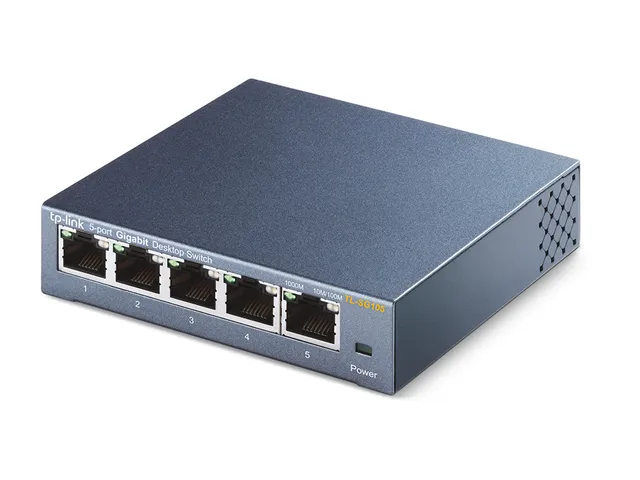TP-Link TL-SG105 5-Port Gigabit Ethernet Switch, Desktop/Wall-Mount, Steel Case