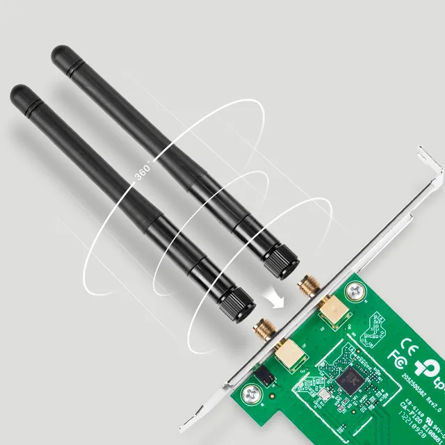 TP-LINK 300Mbps Wireless N PCI Express Adapter Atheros 2T2R 2.4GHz 802.11n/g/b 2 detachable ante...