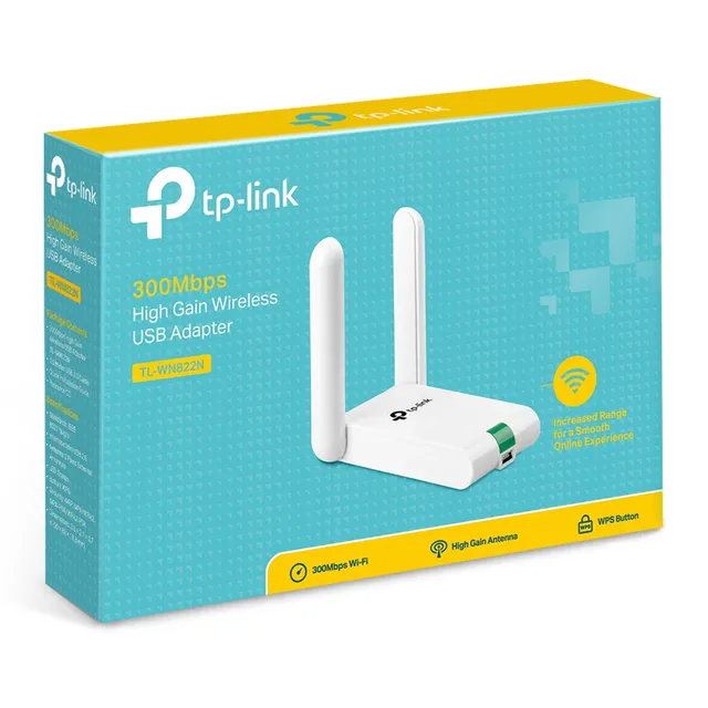 TP-Link TL-WN822N 300Mbps High Gain Wireless N USB Adapter, Stronger Coverage with High-Gain Ext...