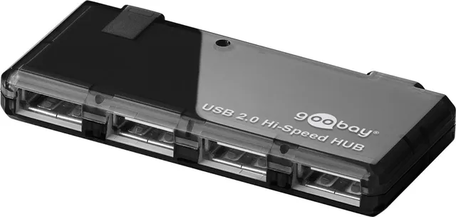 USB2 hub 4 port, u. strÃ¸mforsyn, slimline SORT