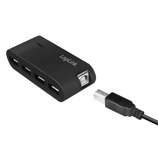LogiLink 4-Port USB 2.0 Hub with Power Supply - Black