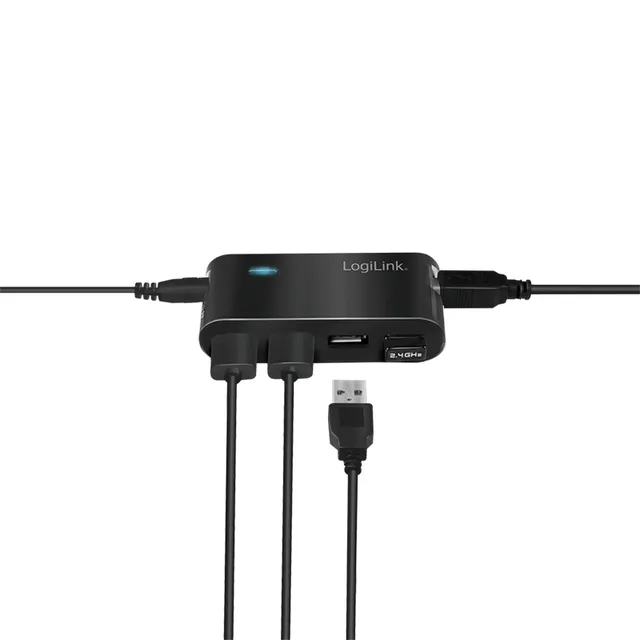 LogiLink 4-Port USB 2.0 Hub with Power Supply - Black