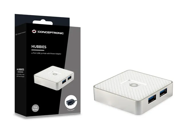 Conceptronic HUBBIES03W interface hub USB 3.2 Gen 1 (3.1 Gen 1) Type-A 5000 Mbit/s Hvid