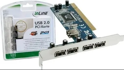 USB2 PCI kort, 4 ekst.+1 int. A-porte - Inline Blister
