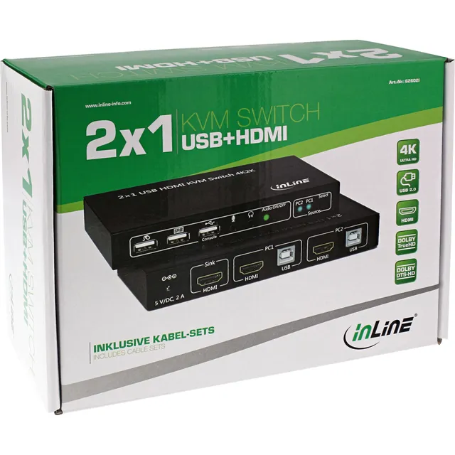 KVM Desktop switch, 2 port fuld HD HDMI/USB