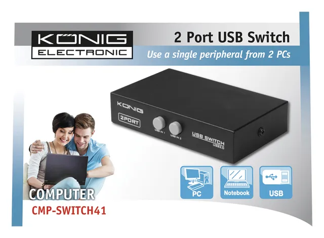 USB2 share hub, 2 PC/1 printer manuel knapper