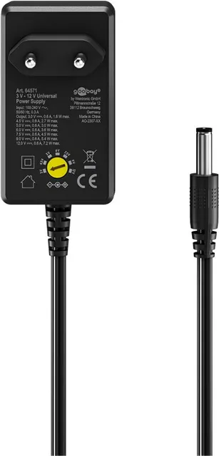 Universal Power Supply 3 V - 12 V, Max. 7.2 W / 0.6 A