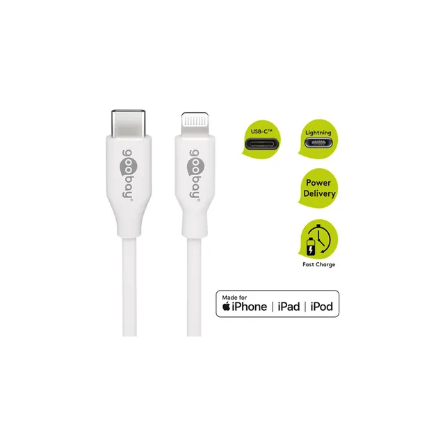 IPhone Lightning Data/Lader USB-C 1m, Hvid