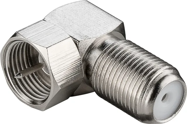Angle Adapter: F Plug> F Socket 90°<br>copper-zinc adapter plug