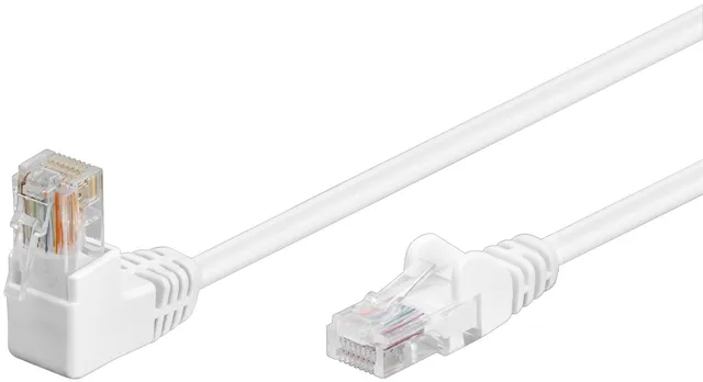 Patch kabel, UTP CAT5E, HVID, 3 m 90 vinklet