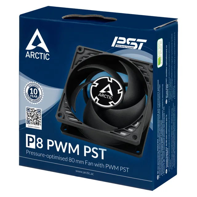 Arctic Cooling P8 Case Fan 80mm w/ PWM control and PST cable Black