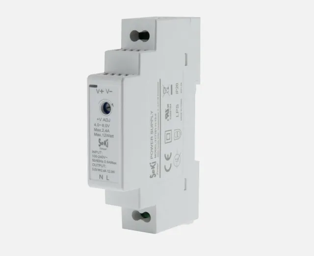 SeKi Hatteskinne strømforsyning H-15-5 - 5 V - 2,4 A - 12 W DIN skinne