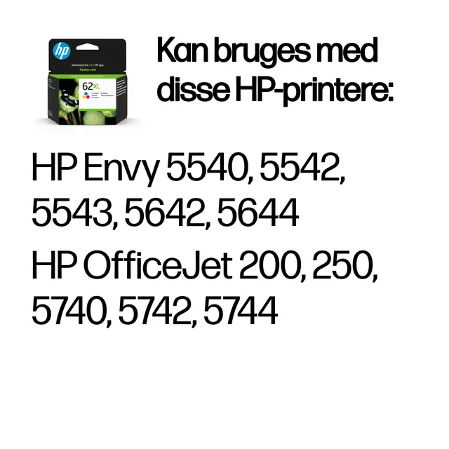 HP 62XL Tri-color Ink 400 sider