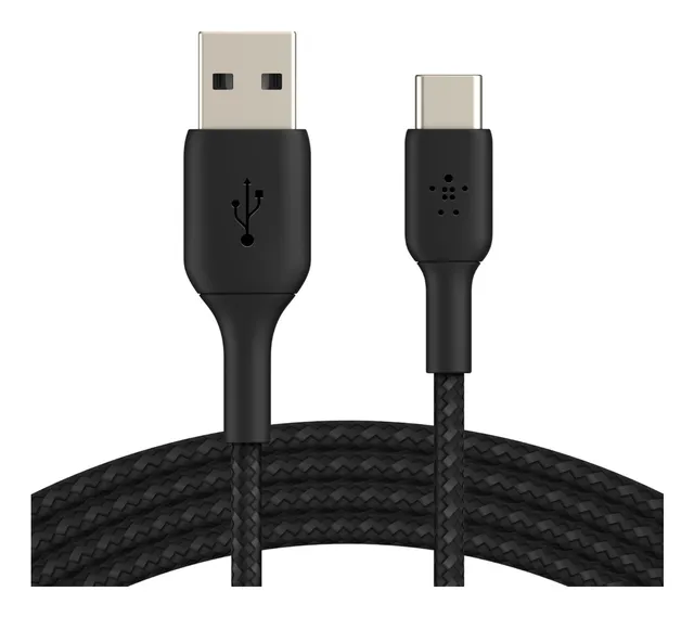 USB-A to USB-C Cable Braided 2M Black