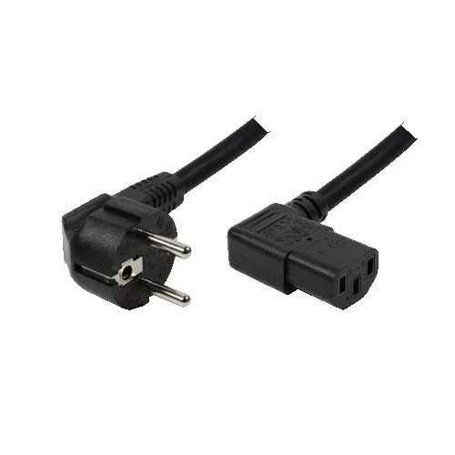 Vinklet EU IEC-C13 kabel 2 Meter