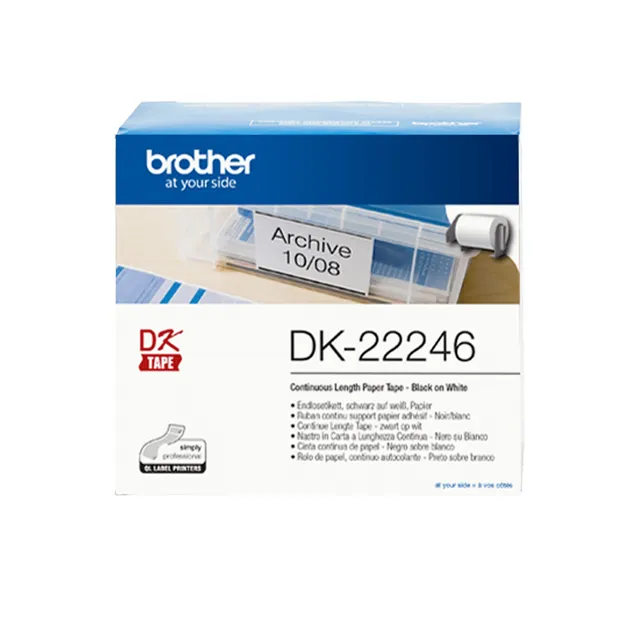 Brother labels i endeløs bane ═ sort på hvid, 103 mm bred